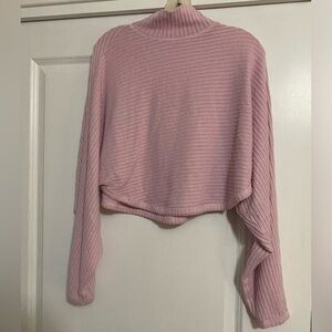 Pilcro Pink Cropped Ribbed Knit Sweater